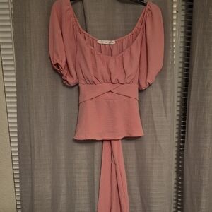 Altar'd Statw Dusty Pink Puff Sleeve Blouse